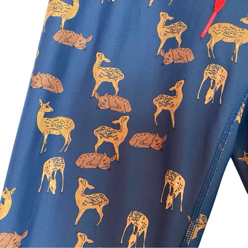 The Upside Deer Print Yoga Pants Leggings Womens Size Small Fawn Blue Drawstring - Picture 4 of 10